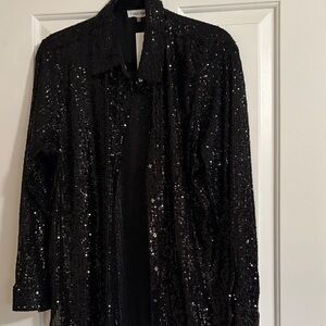 Calvin Klein Shimmering Black Sequin Blazer